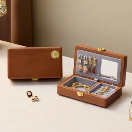 Xiyan Jewelry Box-Gray flannel-Okoumé